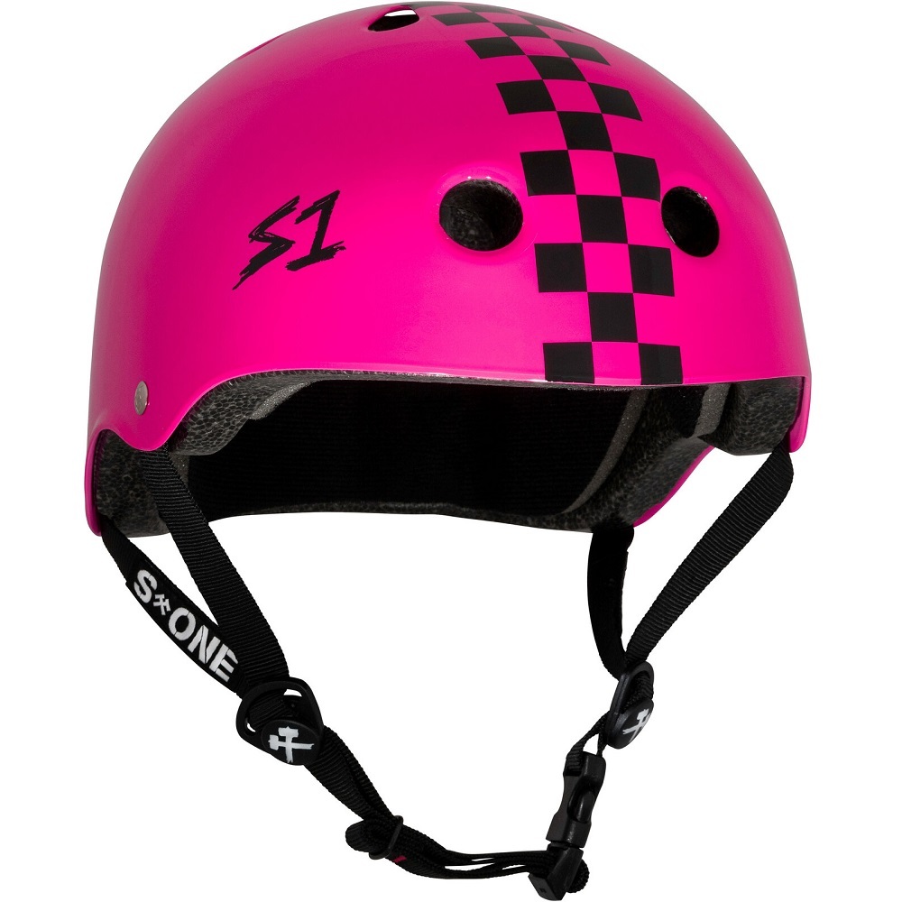 S1 S-One Lifer Certified Pink Gloss Black Checkers Helmet [Size: XS]