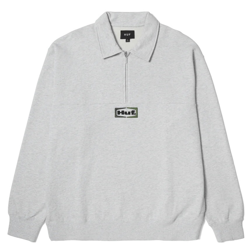 Huf Slate Quarter Heather Grey Zip Fleece Jacket [Size: L]