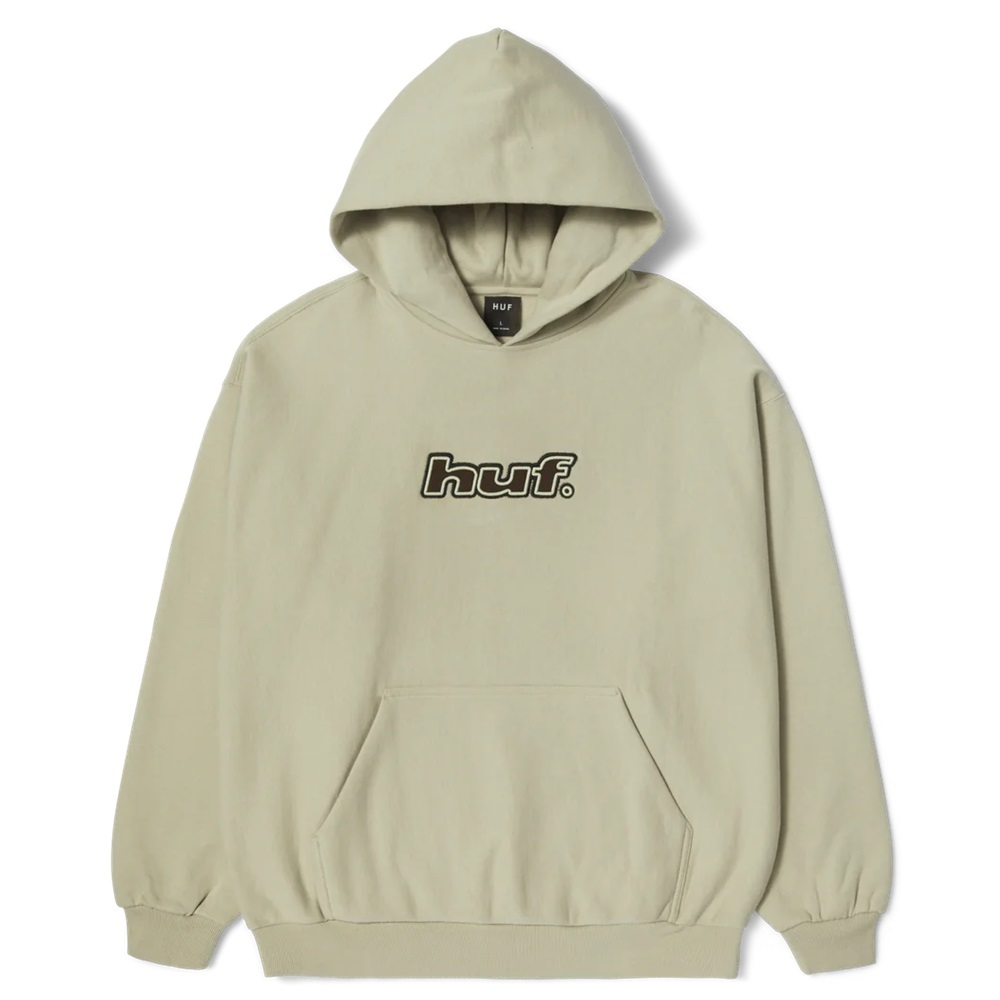 HUF Logo Applique Fleece Putty Hoodie [Size: L]