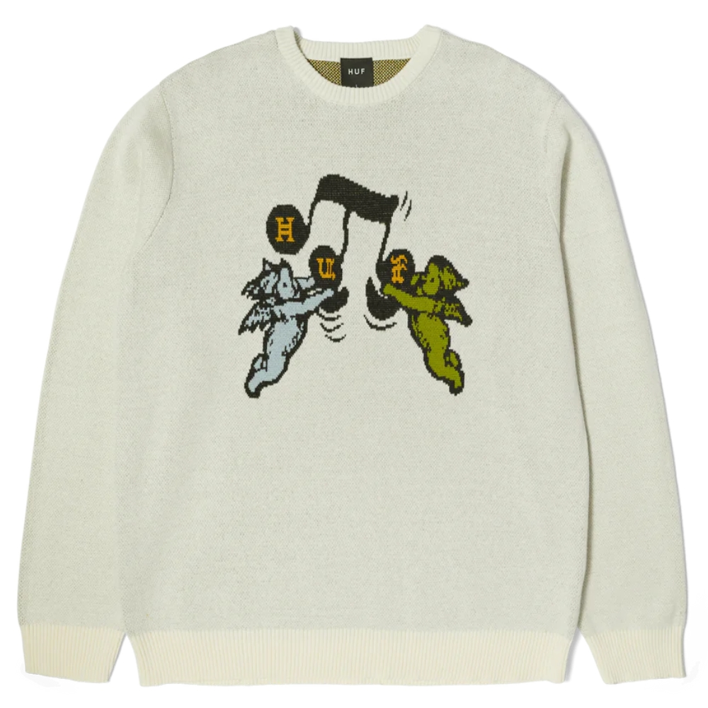 Huf Song Intarsia Sweater Linen Crew Jumper [Size: L]