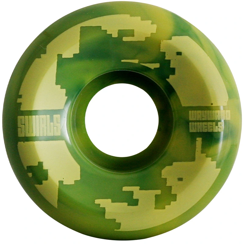 Wayward Green Yellow Swirl Formula 83B 52mm Skateboard Wheels