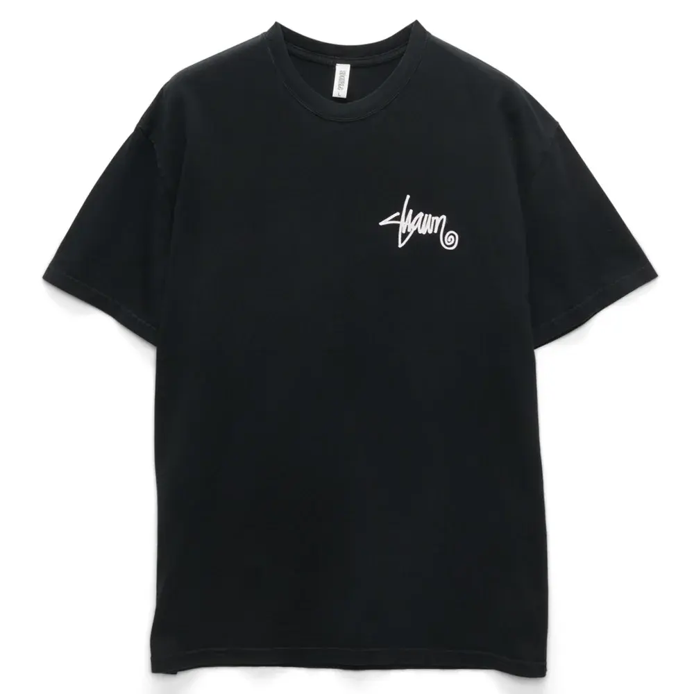 S-Double Roots Dot Washed Black T-Shirt [Size: S]