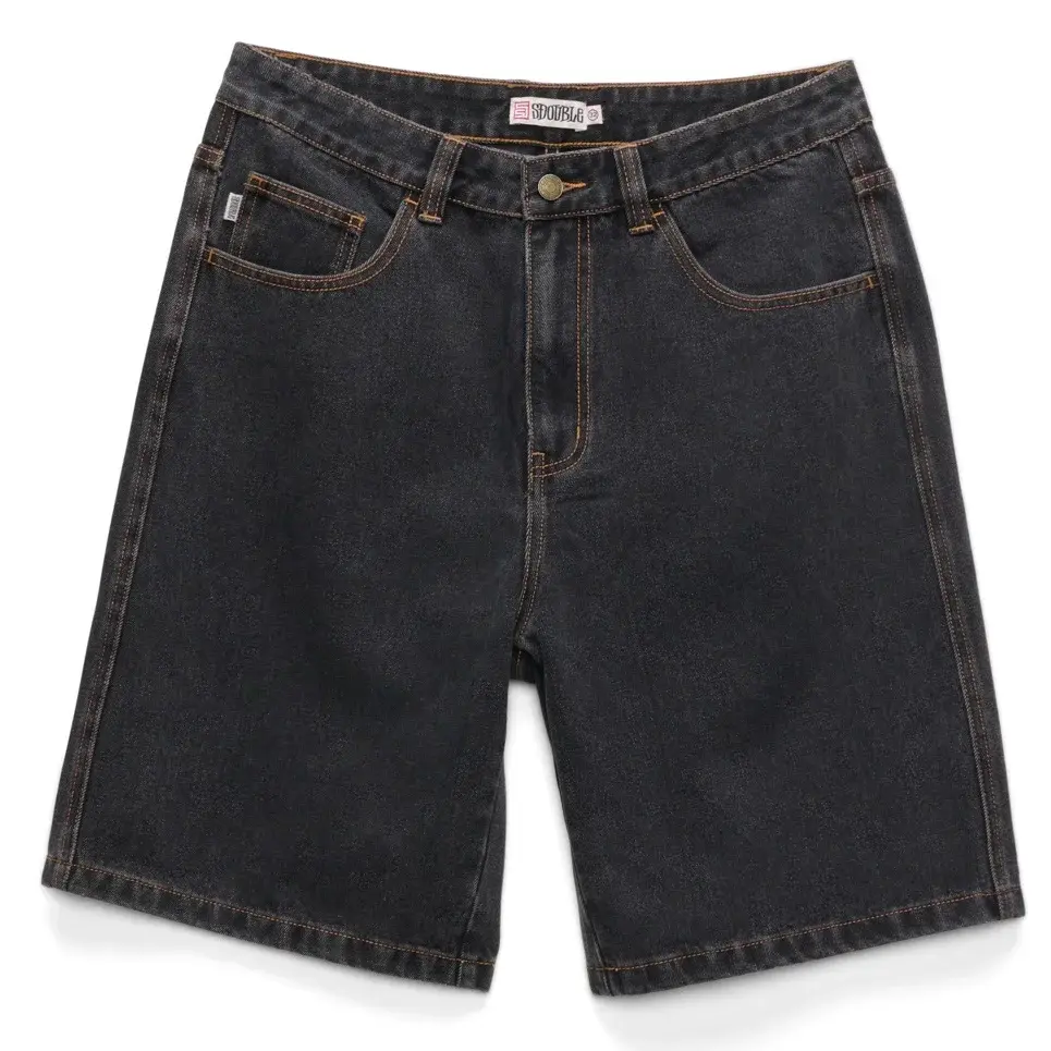 S-Double Denim Washed Black Shorts [Size: 30]