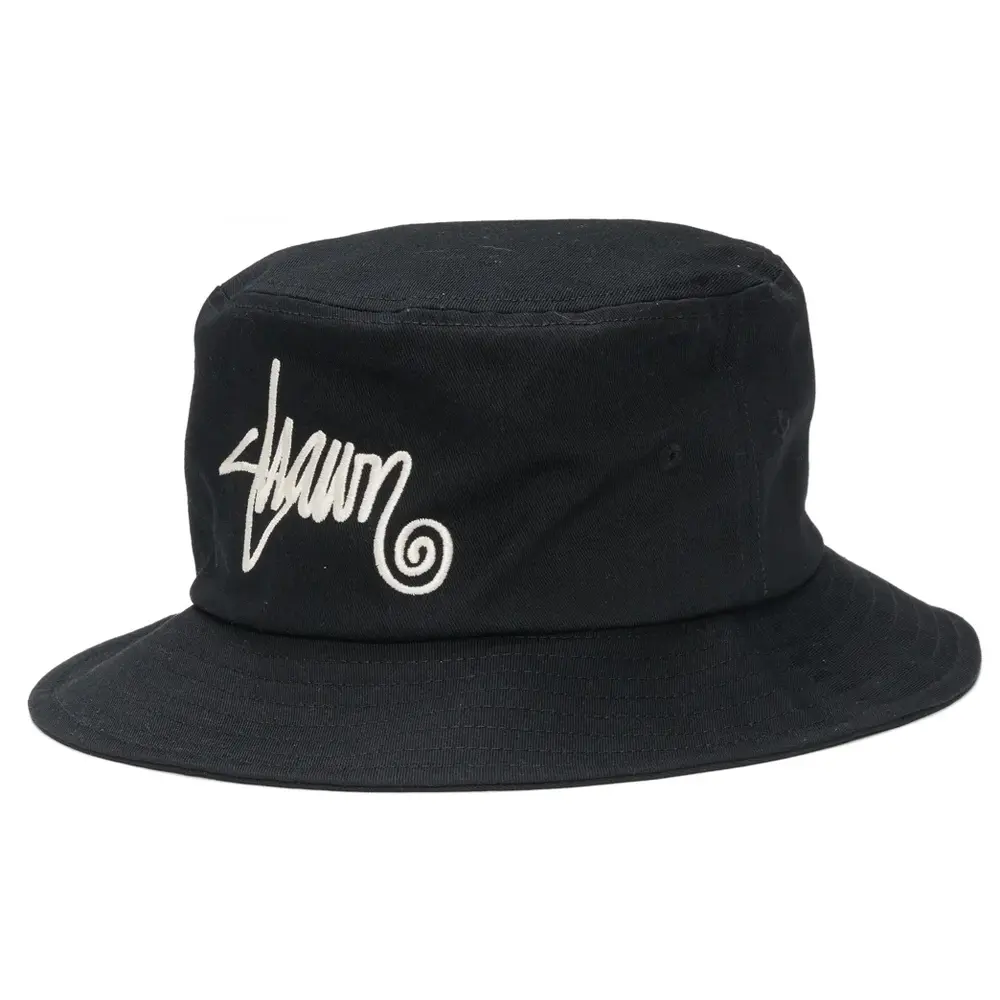 S-Double Shawn Script Black Bucket Hat