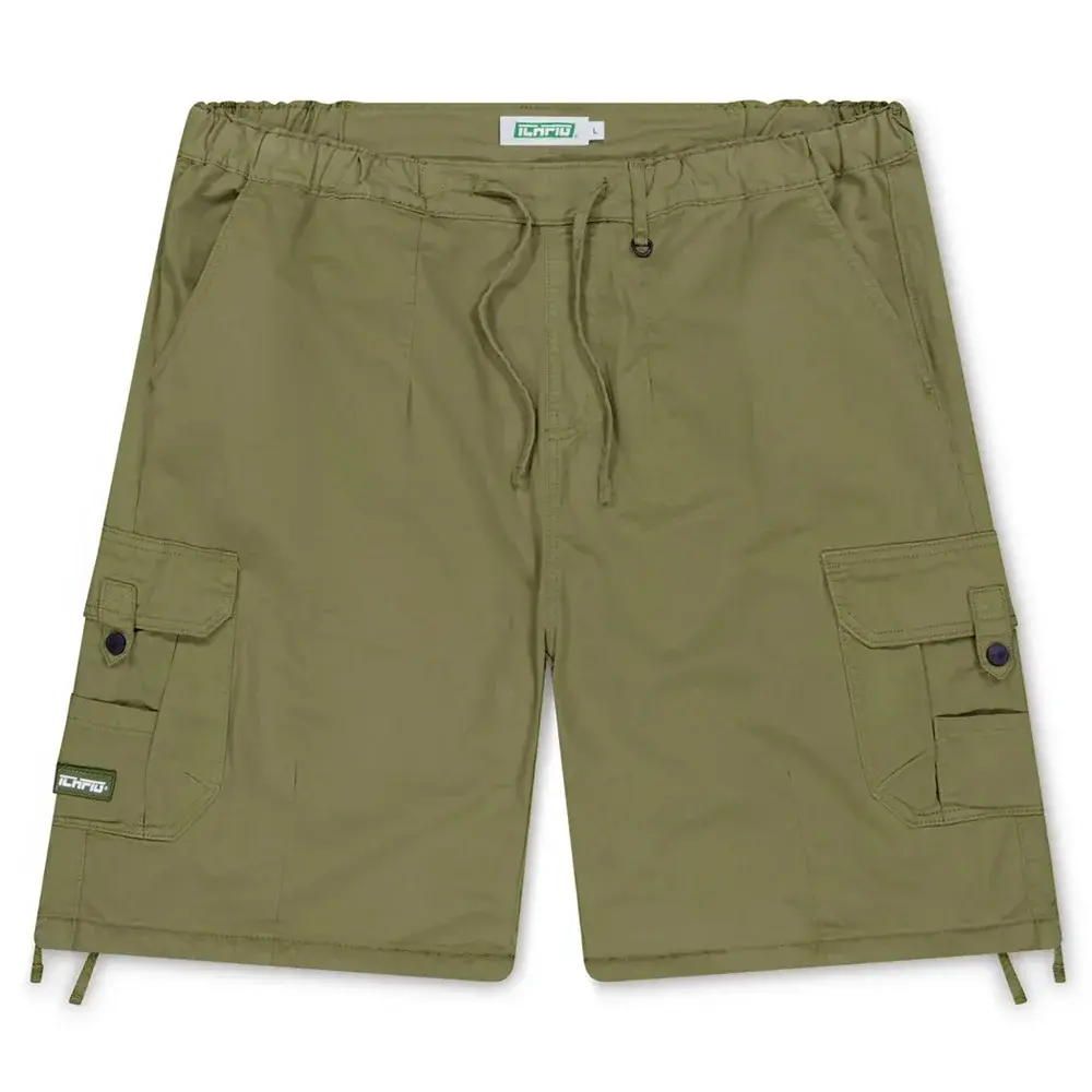 Ichpig Para Washed Olive Cargo Shorts [Size: S]