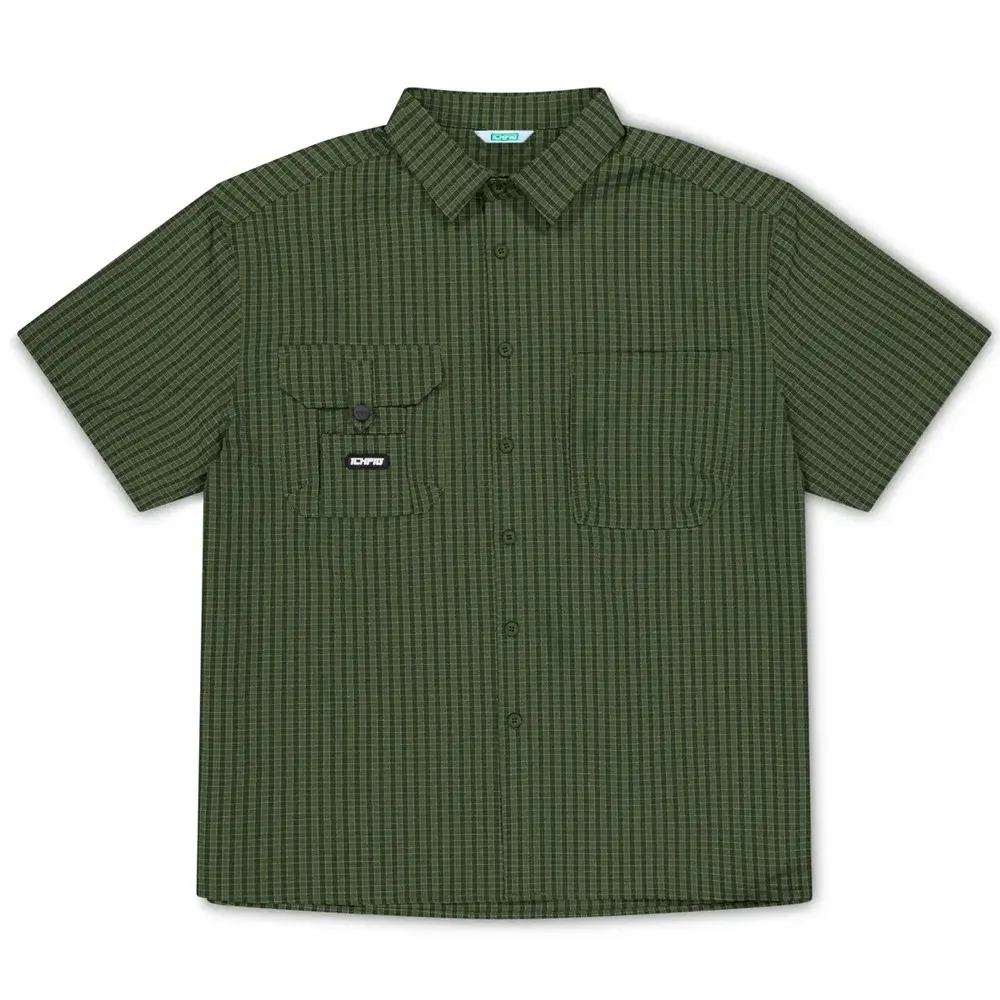 Ichpig Ripstop Para Check Dark Olive Button Up Shirt [Size: M]