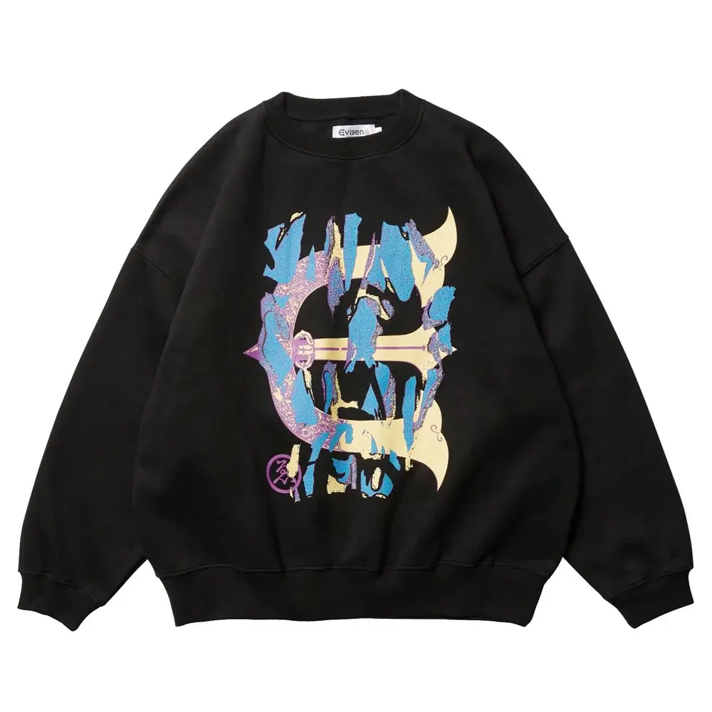 Evisen Skull Camo Black Crew Jumper [Size: L]