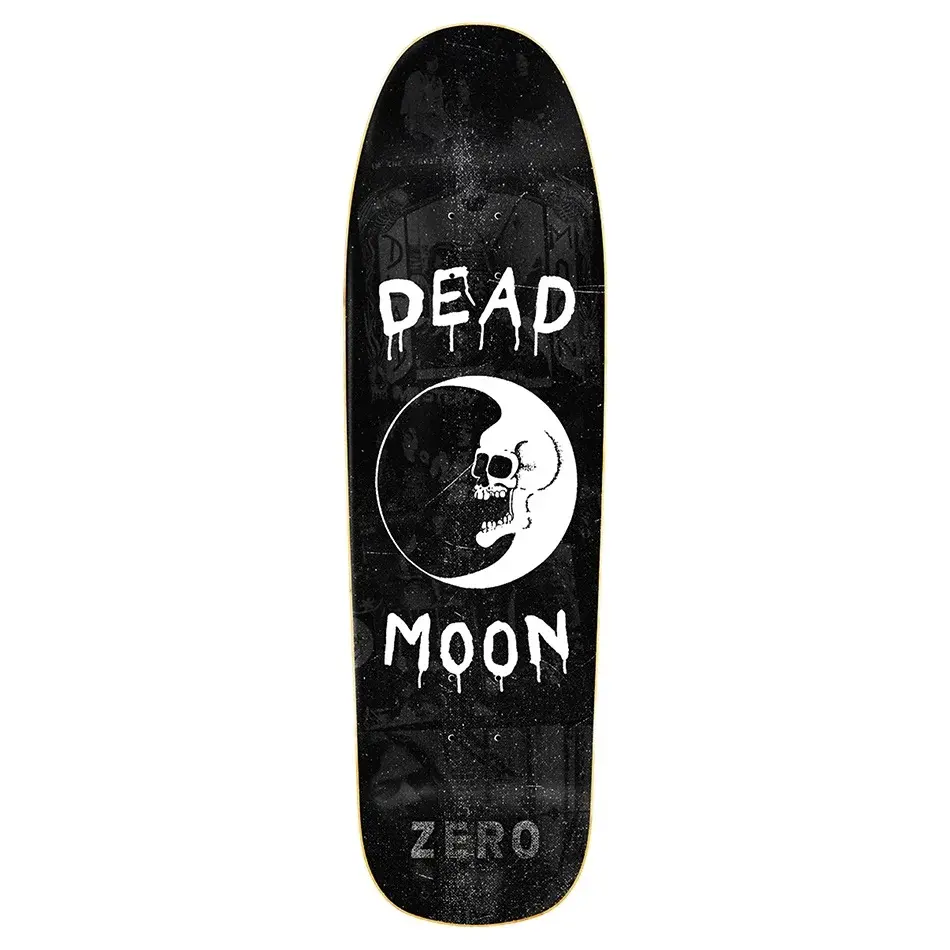 Zero Dead Moon Shaped Black White 9.25 Skateboard Deck