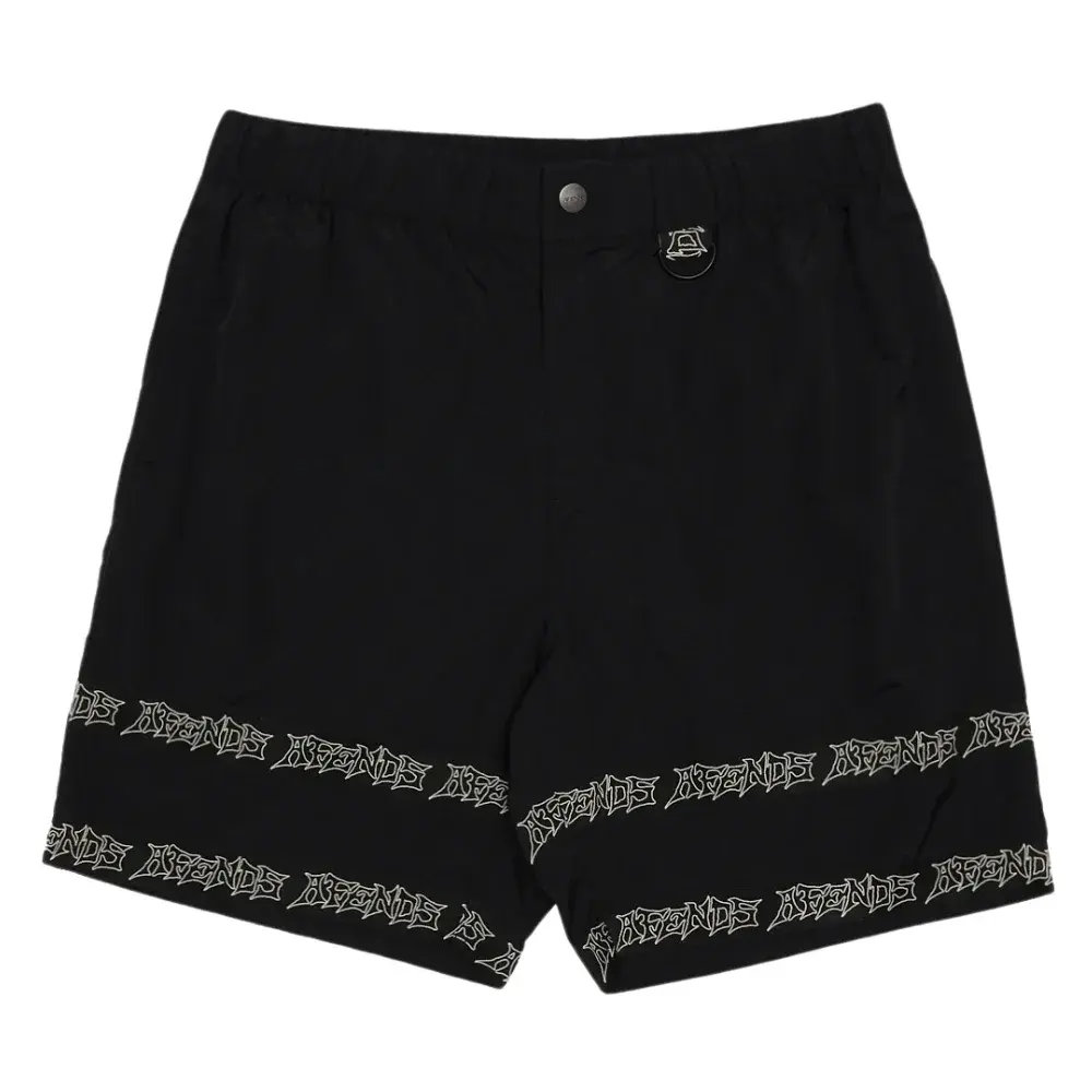 Afends Peace Out Tape Elastic Waist Black Shorts [Size: M]