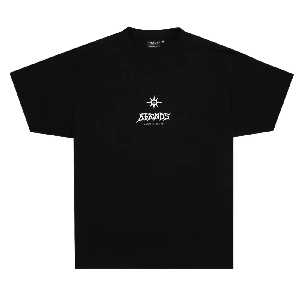 Afends Peace Out Boxy Black T-Shirt [Size: L]