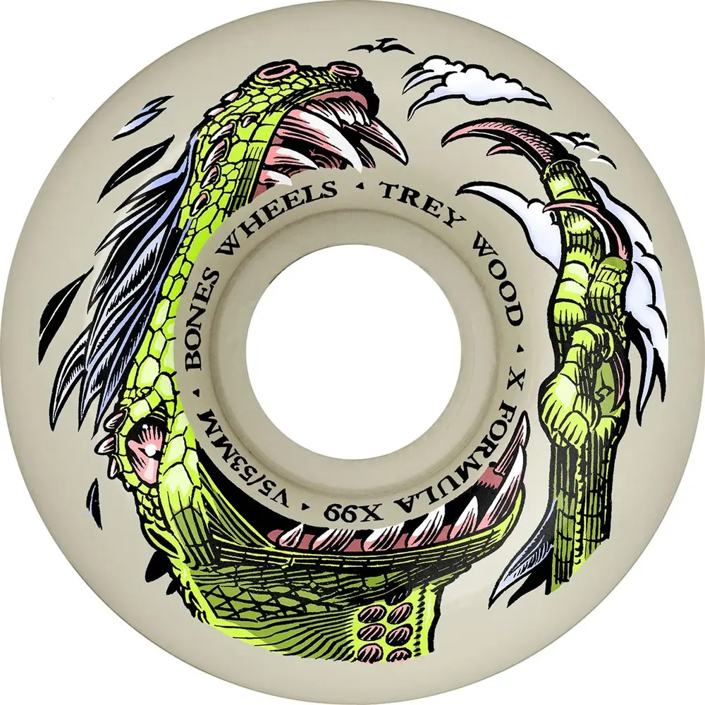 Bones X-Formula Wood Dino Sortas Sidecut V5 99A 53mm Skateboard Wheels