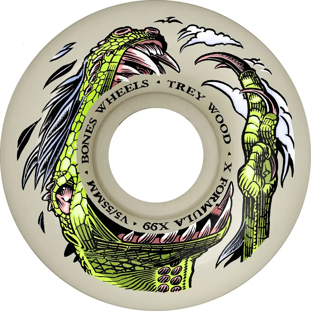 Bones X-Formula Wood Dino Sortas Sidecut V5 99A 55mm Skateboard Wheels