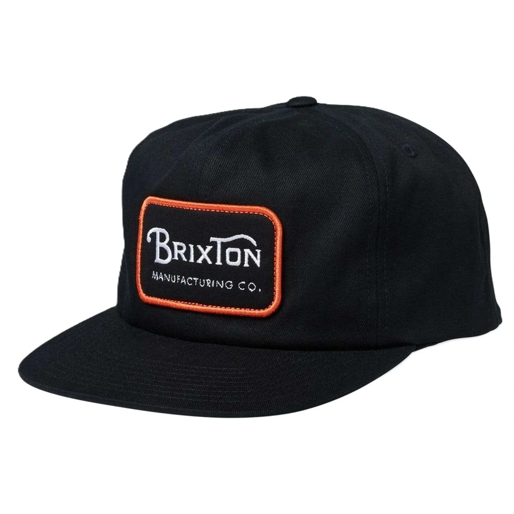 Brixton Grade Black Orange White Snapback Hat