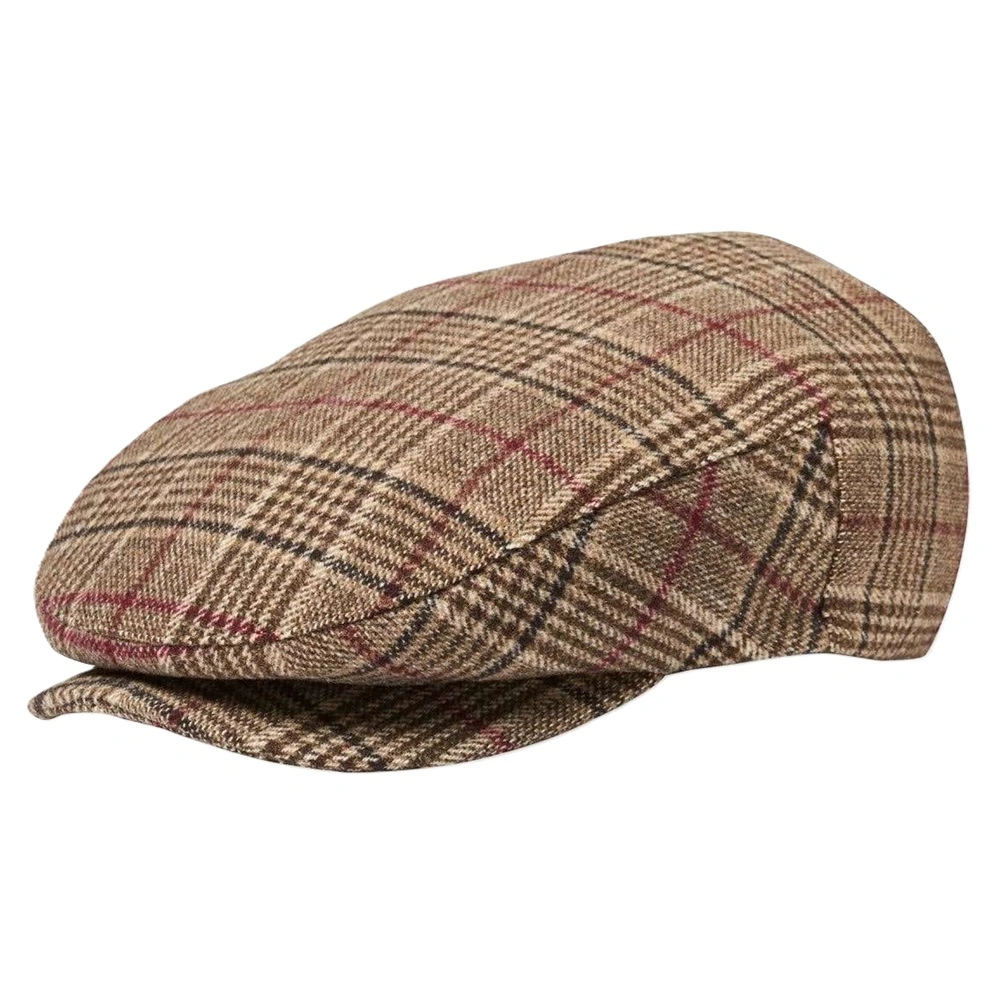 Brixton 20th Anniversary Hooligan Brown Plaid Flat Hat [Size: M]