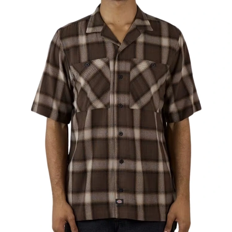 Dickies Down South Flannel Timber Brown Button Up Shirt [Size: M]