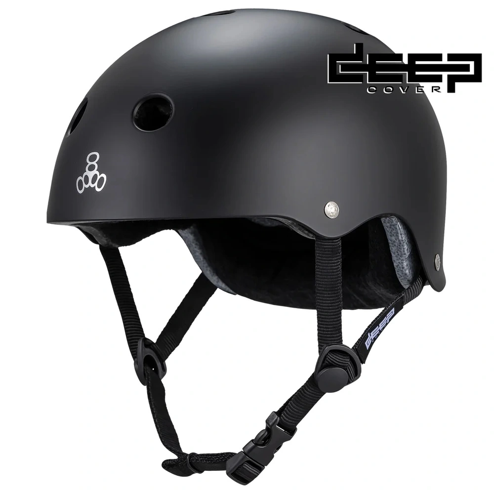 Triple 8 Certified Deep Cover Black Matte Helmet [Size: XS-S]