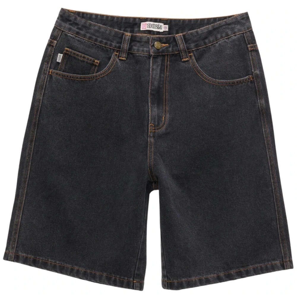 S-Double Emb Standard Washed Black Shorts [Size: 32]