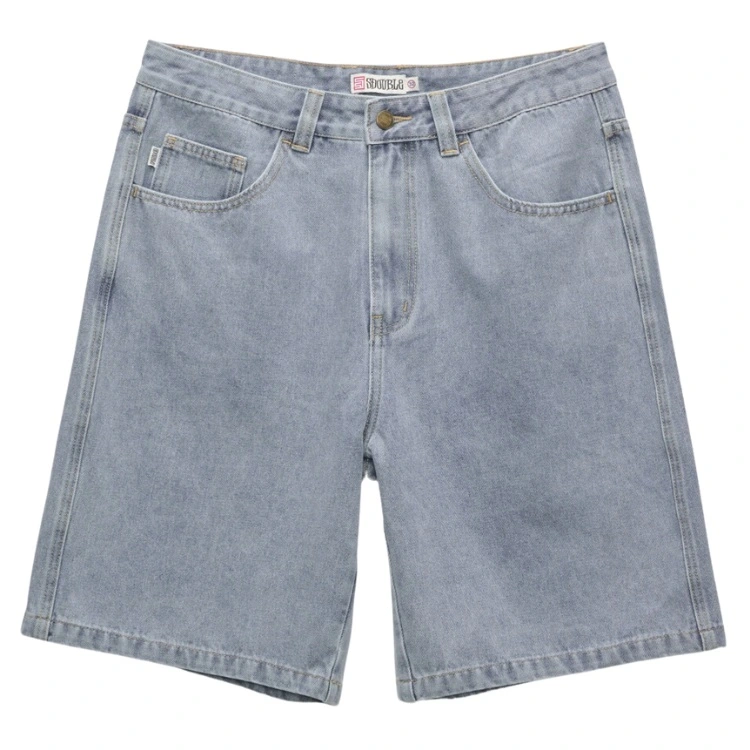 S-Double Print Denim Standard Light Blue Shorts [Size: 30]