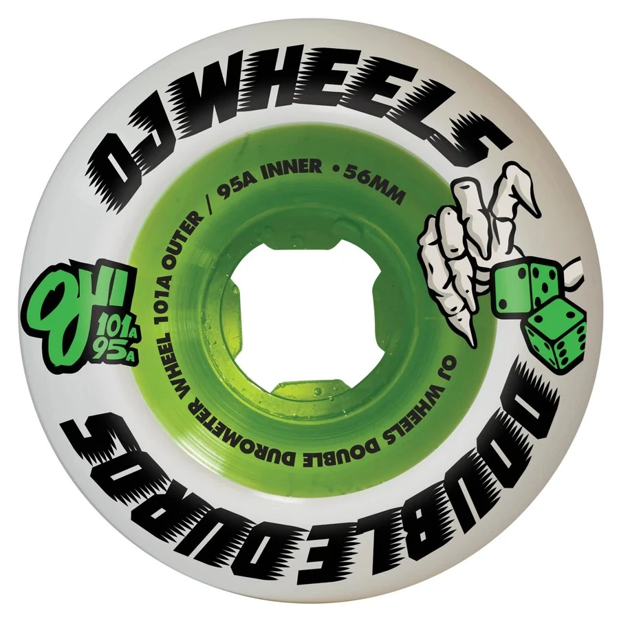 OJ Double Duro Mini Combo White Green 101A/95A 56mm Skateboard Wheels