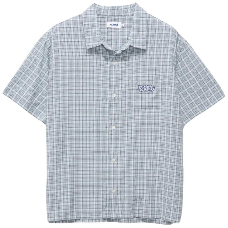 XLarge Wall Check Blue Button Up Shirt [Size: M]