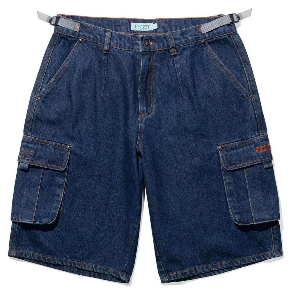 Ichpig Denim Washed Indigo Cargo Shorts [Size: M]