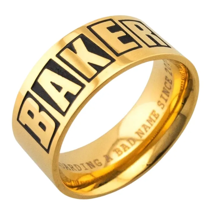 Baker Brand Logo Gold Ring [Size: XS]