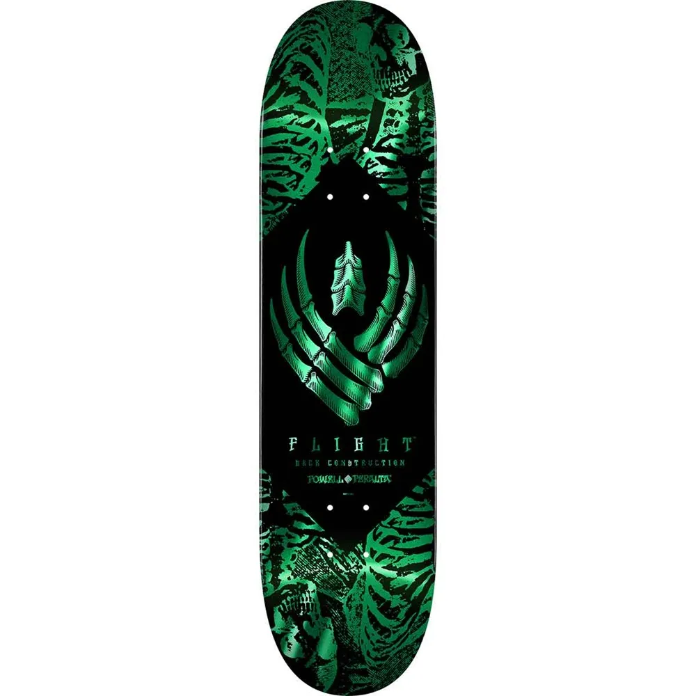 Powell Peralta Flight Skeleton Teal Foil Shape 242W 8.13 Skateboard Deck