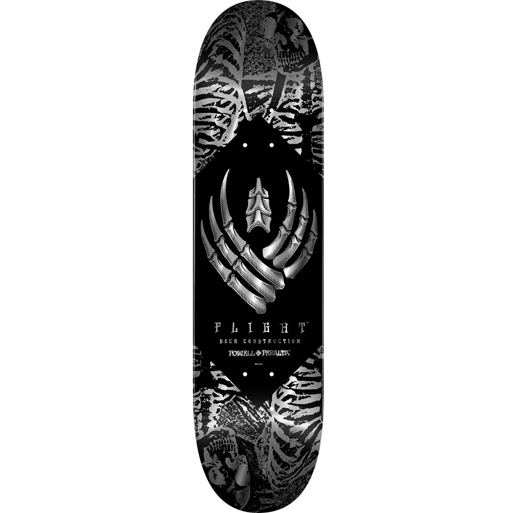 Powell Peralta Flight Skeleton Silver Foil Shape 243 8.25 Skateboard Deck