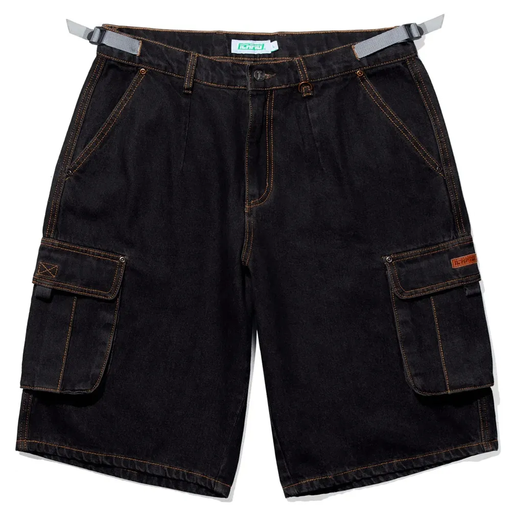 Ichpig Denim Black Overdye Cargo Shorts [Size: M]