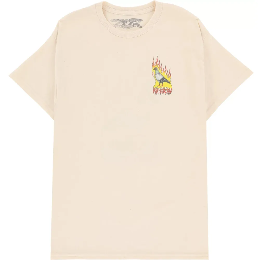 Anti Hero Flame Pigeon Natural T-Shirt [Size: M]