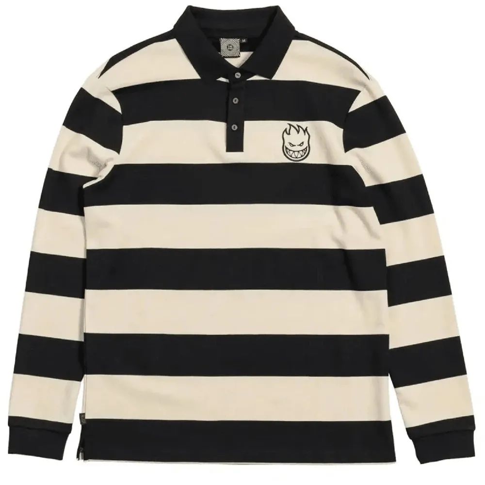 Spitfire Rugby Bighead White Black Long Sleeve Shirt [Size: M]