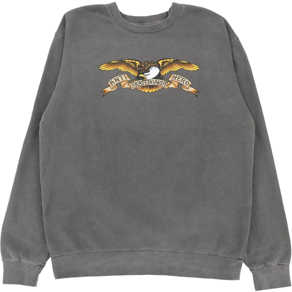 Anti Hero Eagle Black Military Green Crew Jumper [Size: M]