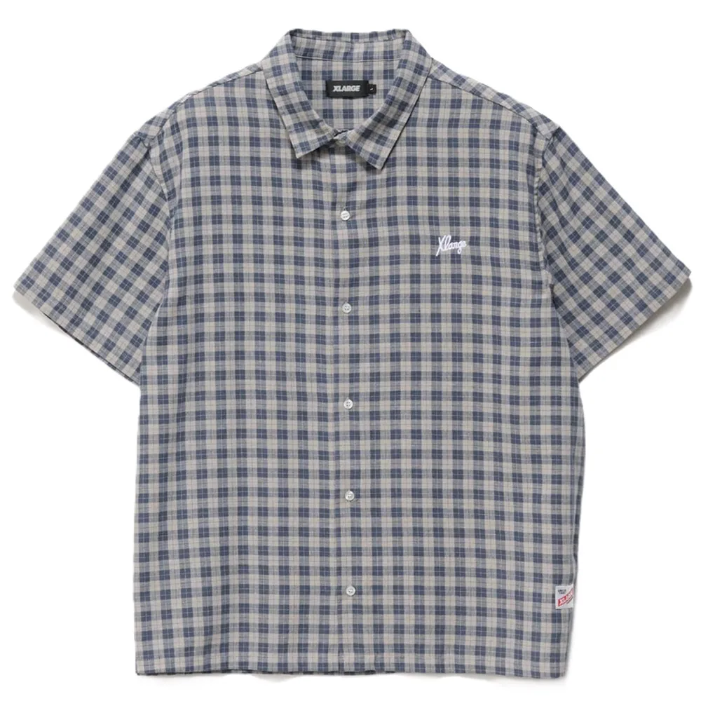 XLarge Oxford Script Navy Tan Button Up Shirt [Size: M]