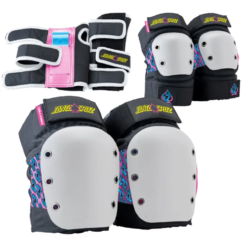 Protec Knee Elbow Wrist Street 3 Pack Santa Cruz Youth Protective Pad Set [Size: Youth S]