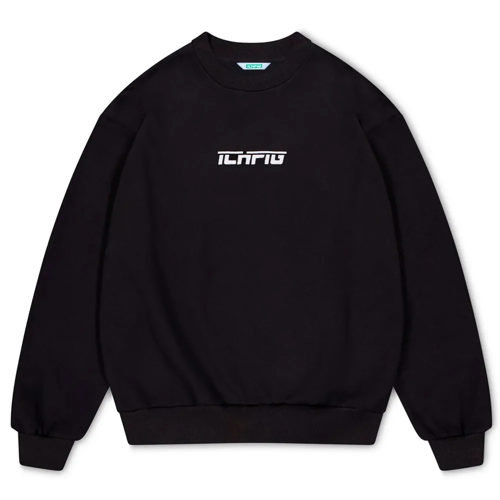 Ichpig Strike Embroidery Black White Crew Jumper [Size: M]