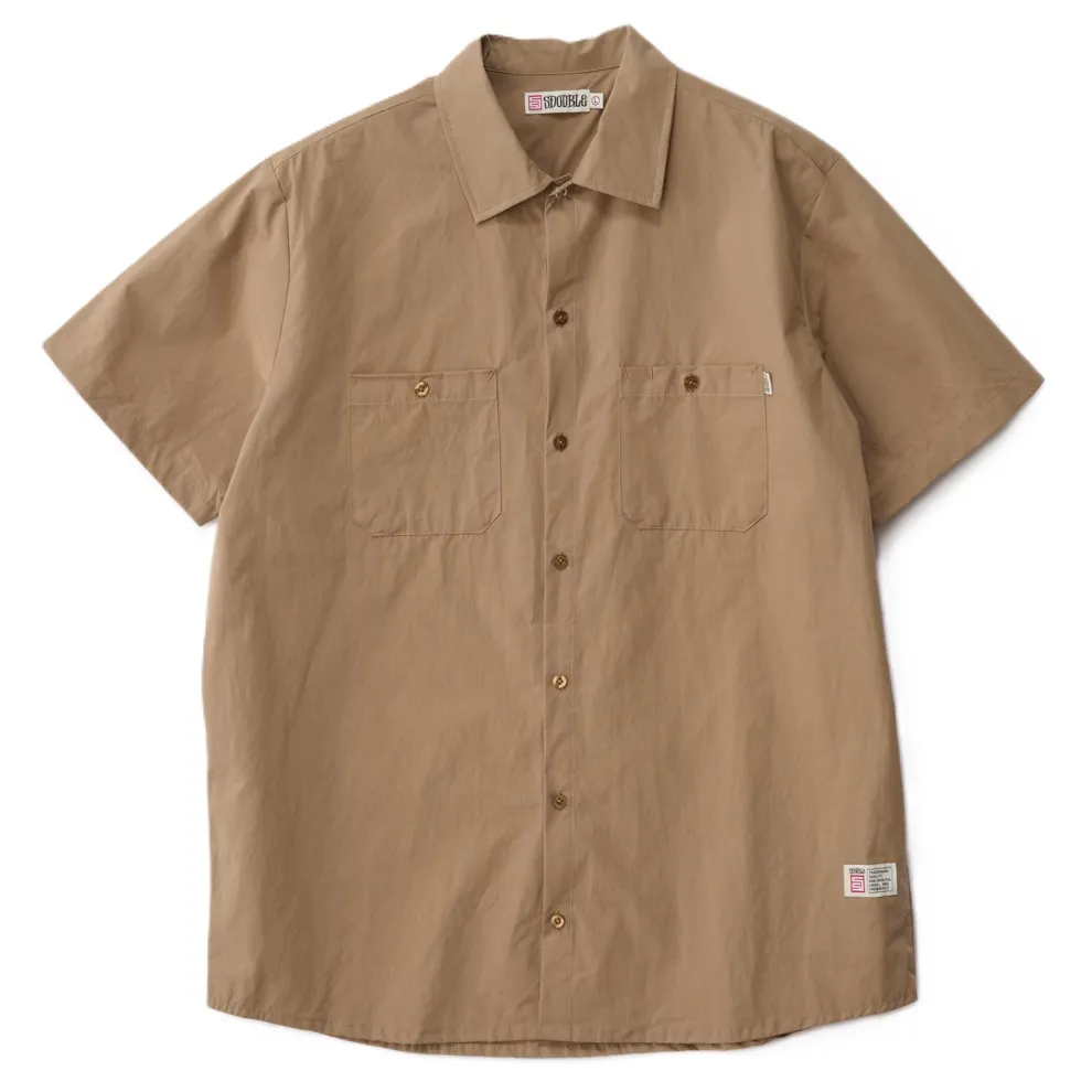 S-Double Work Khaki Button Up Shirt [Size: M]