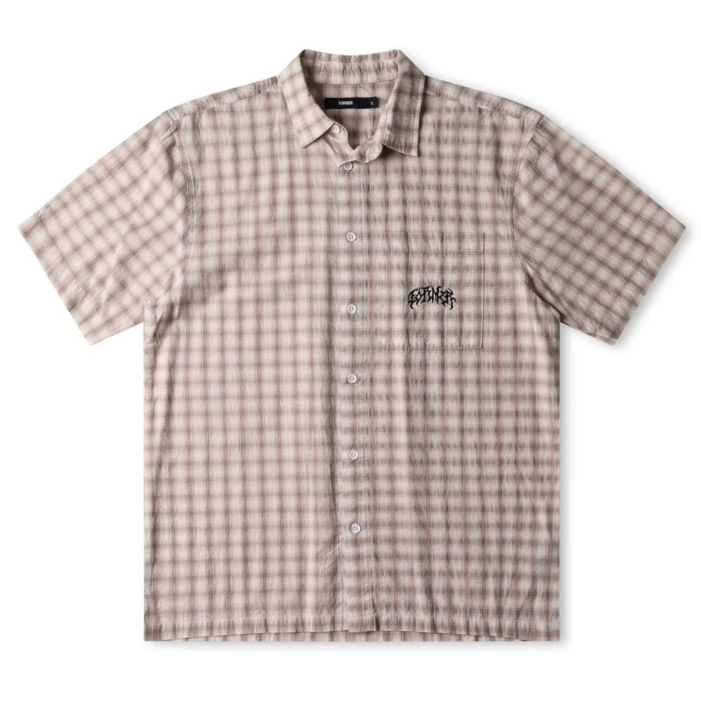 Former Manners Check Taupe Button Up Shirt [Size: M]