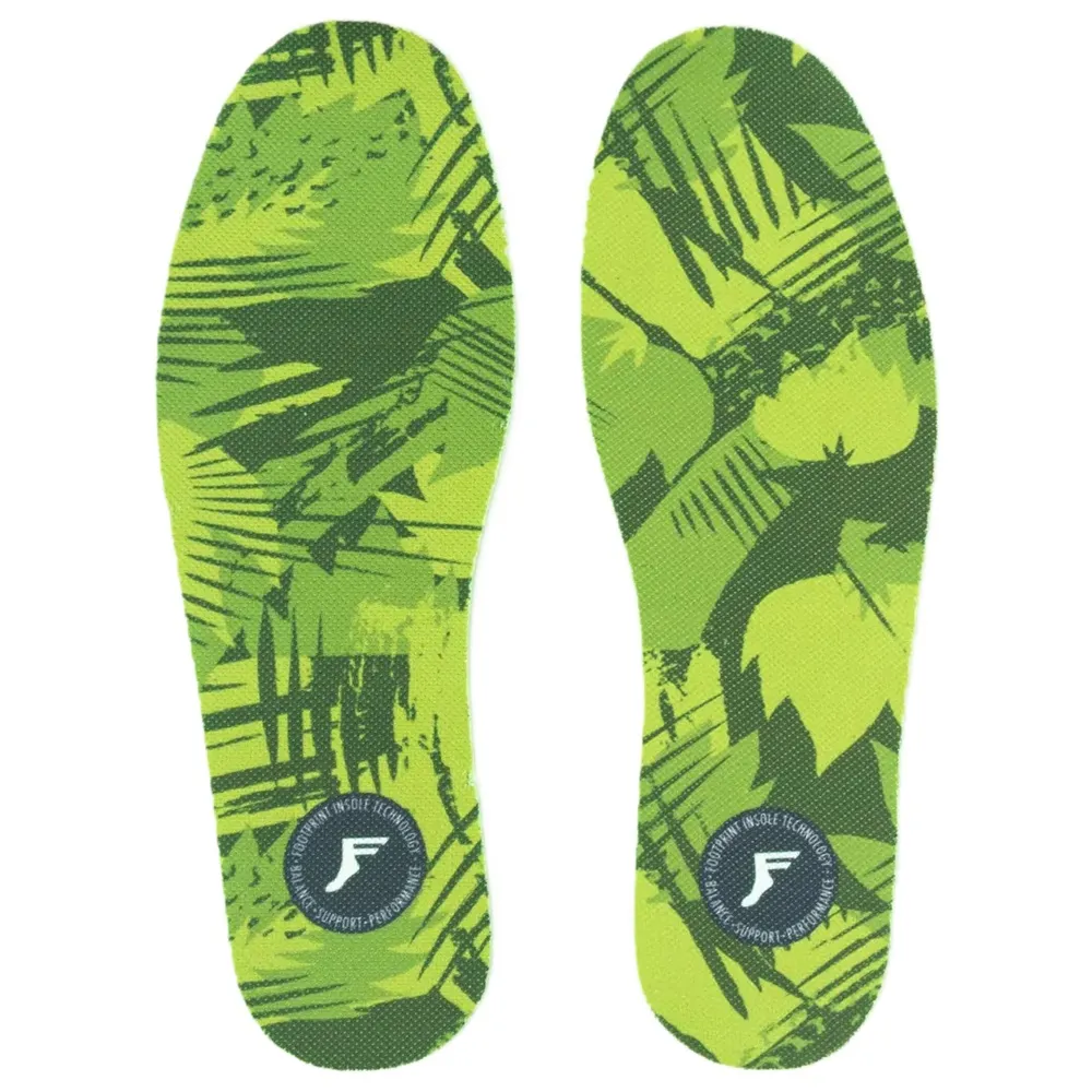 Footprint King Foam Flat Low 3mm Green Camo Insoles [Size: 4-7.5]