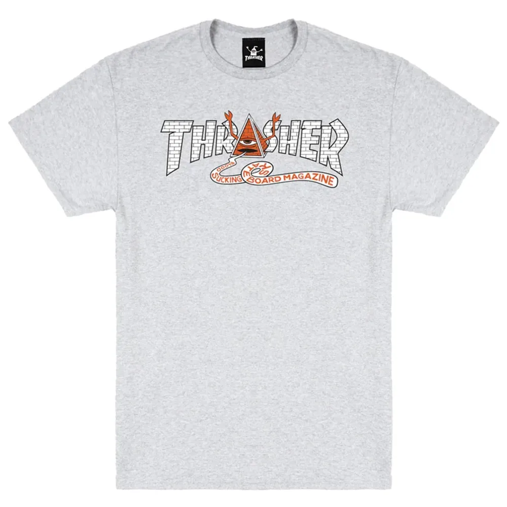 Thrasher X Toy Machine Pyramid Ash Grey T-Shirt [Size: M]