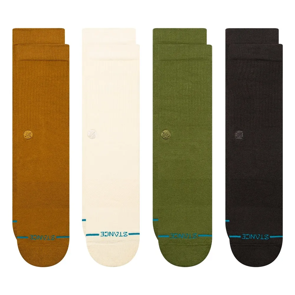 Stance Icon Crew 4 Pack Gold Large Mens Socks