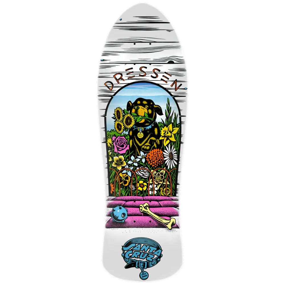 Santa Cruz Dressen Pup White 9.5 Skateboard Deck