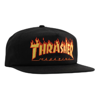 Thrasher Flame Embroidered Black Snapback Hat