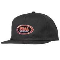 Real Skateboards Oval Embroidered Charcoal Red Adjustable Hat