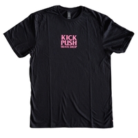 Kick Push Skate Shop Logo Black Pink Mens T-Shirt