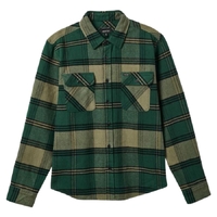 Brixton Bowery Heavy Weight Flannel Pine Needle Olive Surplus Button Up Shirt