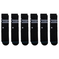 Stance Basic Crew 6 Pack Black Large Mens Socks