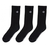 Converse Star Chevron Crew Black White Size 6-10 3 Pack Socks