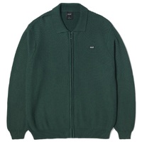 Huf Anton Zip Overdyed Sweater Hunter Green Crew Jumper