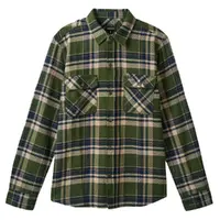 Brixton Bowery Flannel Cypress Green Washed Navy White Button Up Shirt