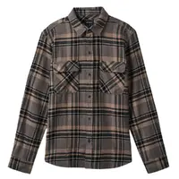 Brixton Bowery Flannel Charcoal Black Cinder Grey Button Up Shirt